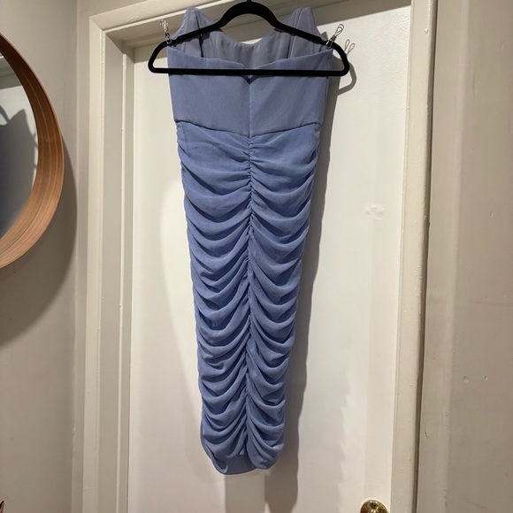 Michael Costello x Revolve India Midi Dress in Periwinkle Strapless Ruched - Picture 6 of 15